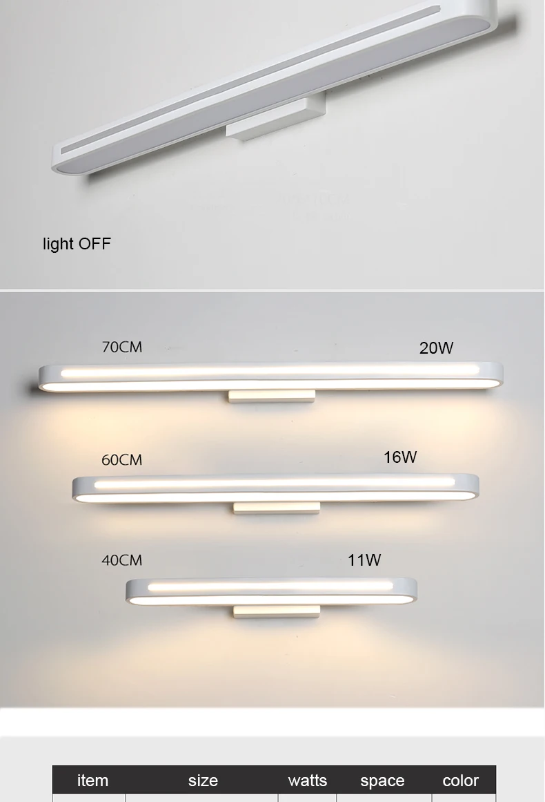 Современные светодиоды для зеркал 400/600/700 мм длина зеркальная лампа для ванны белый цвет украшения дома настенные огни светильники