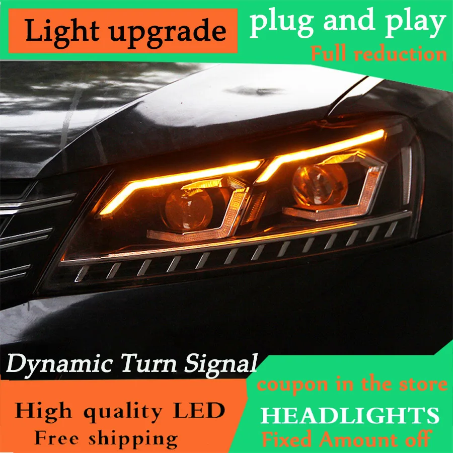 D-YL Car Styling for VW Passat B7 US Verson Headlights 2011- Upgrade For Passat B7 Headlight dynamic turn signal Hid