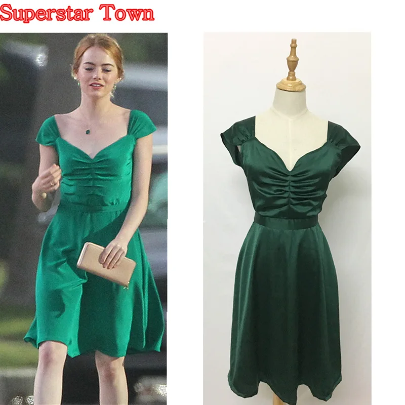 La La Land Emma Pierre Mia Cosplay Dress Vert Dos Nu Beauté