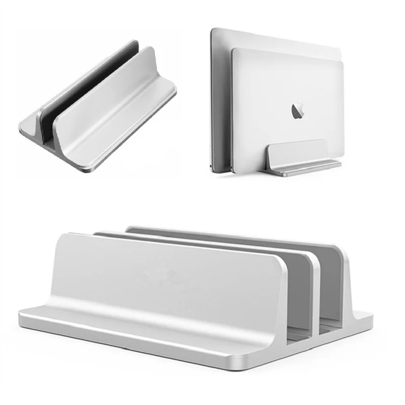 Aluminum Vertical Laptop Stand 2 in 1 Design Desktop Holder Thickness Adjustable Dock Suit for MacBook/Surface/Samsung/ipad/HP Aluminum Vertical Laptop Stand 2 in 1 Design Desktop Holder Thickness Adjustable Dock Suit for MacBook/Surface/Samsung/ipad/HP