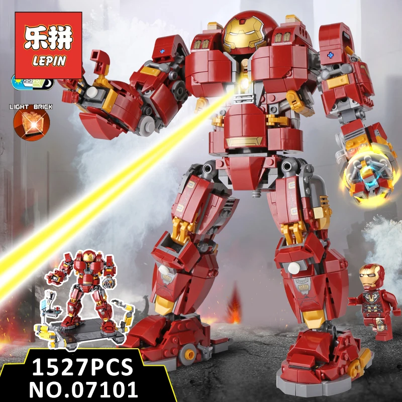 

Lepin 07101 Super Heroes Series Movie the Iron Man Anti Hulk Mech Set Legoings 76105 Toy Building Bricks Blocks Model Gifts