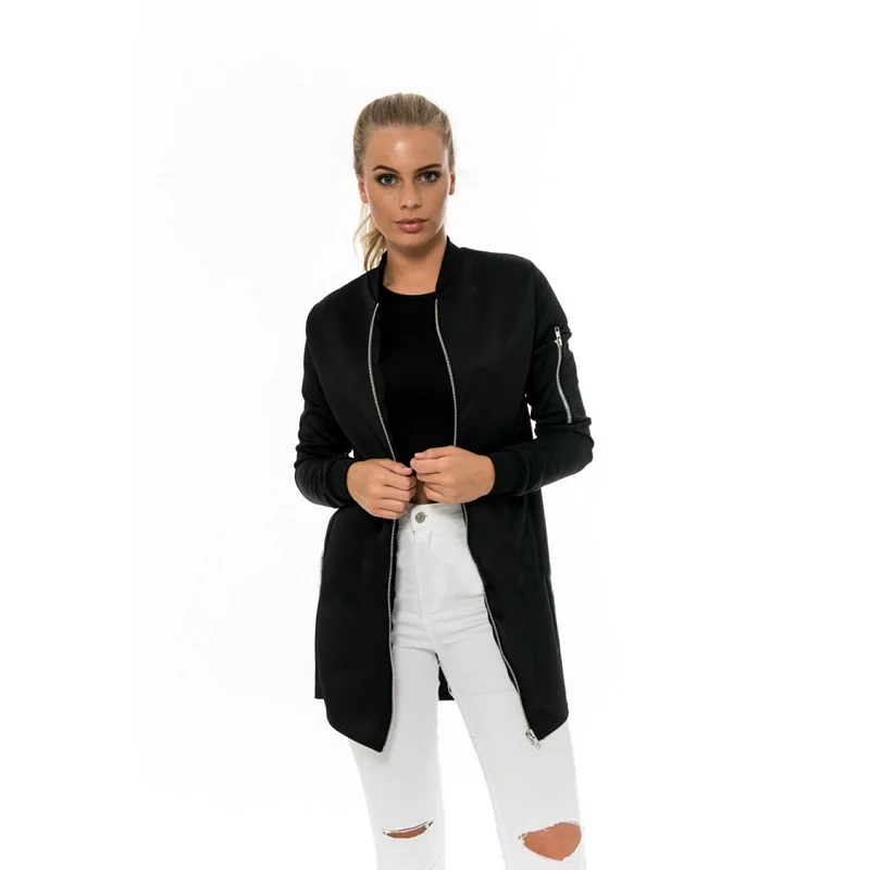 

2017 Spring Autumn Women Slim Outerwear Casual Stand Collar Windbreaker Cape Coat European Style Solid Color Long Jacket