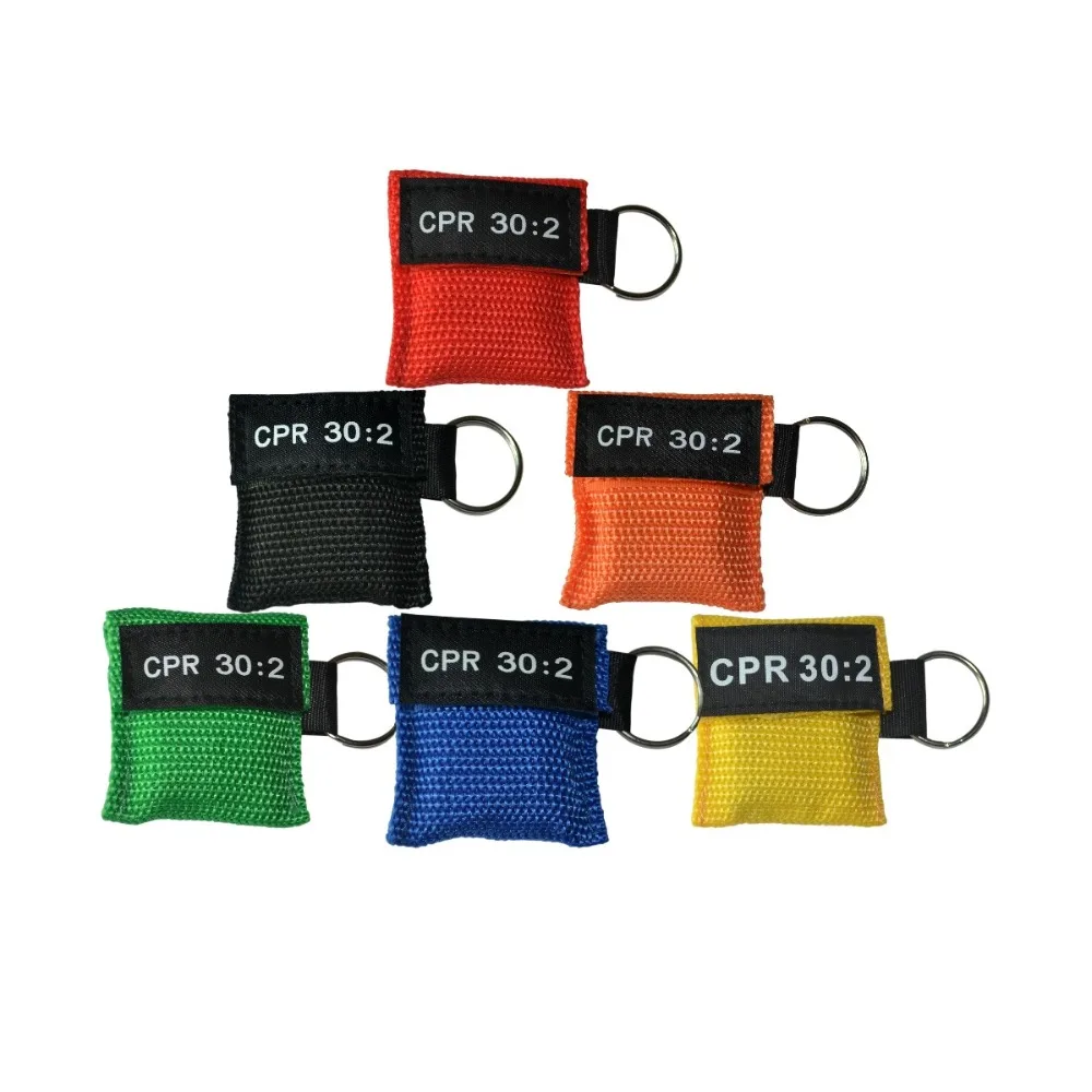 100PCS New CPR 30:2 Resuscitator Mask Keychain Emergency Face Shield First Aid CPR Mask For Health Care Tools 6 Colors