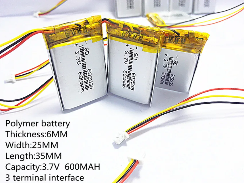 Литий-полимерное ядро модель 582535 602535 Li-Polymer 3,7 v 600mah 1.7wh тахограф общие аккумуляторные батареи