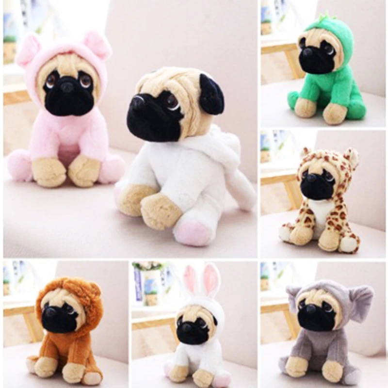 

7 Pieces 20cm plush Wholsale SharPei Turned Dog Doll Cute DogBelldog Pug Animals cute hot soft Stuffed Doll christmas gift kid