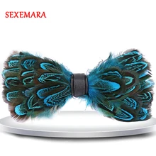 Разноцветный галстук с перьями, галстук-бабочка с перьями павлина, модные вечерние, деловые, повседневные, свадебные мужские смокинги, галстук-бабочка с перьями