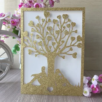 

20pcs/lot Personalized Laser Cut Carved Tree Pattern Wedding Party Card Invitations Event Party Supplies Greeting Card
