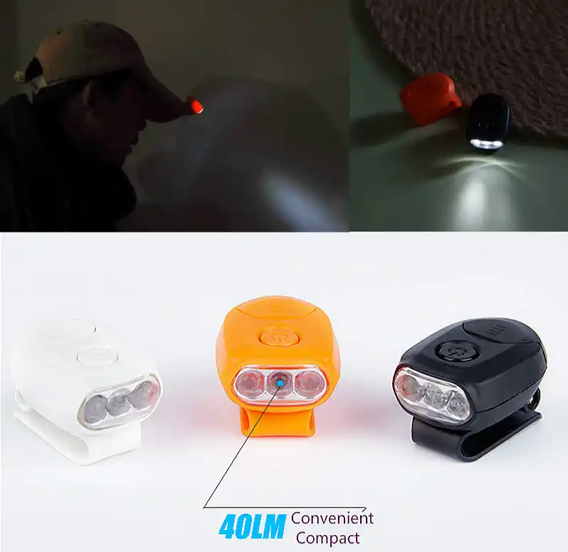 3LED фары Кепки светильник 90 градусов поворотный зажим-на шапке светильник хэндс-фри яркая фара Фонари кемпинг езда на велосипеде - изображение