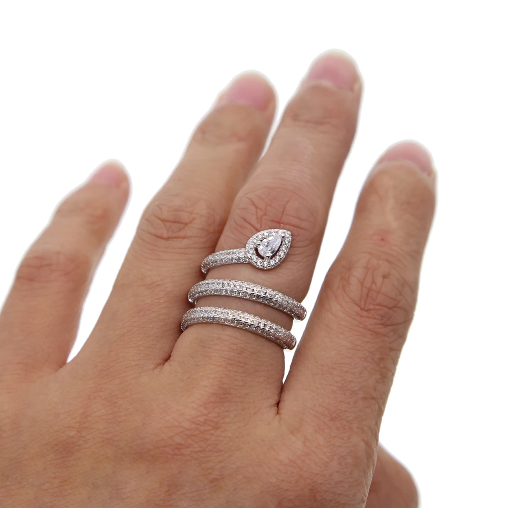 

Sdzstone Women's silver color Crystal Snake Ring Brand AAA zirconia Animal Jewelry Boucle D'oreille dorp Shipping