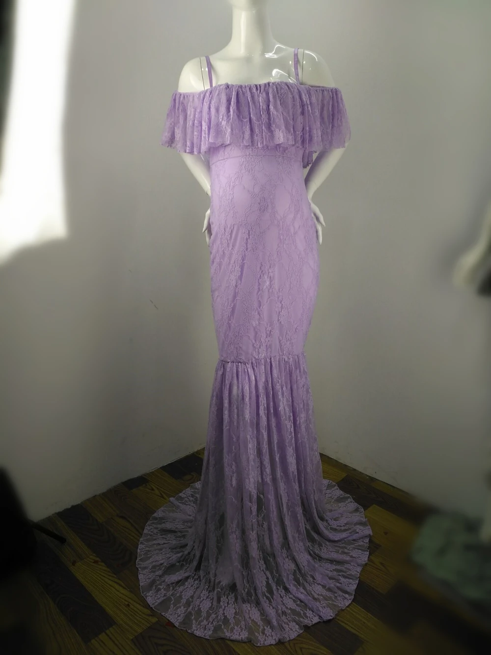 Lace Fancy Women Dress Maternity Photography Props Off Shoulder Pregnancy Dresses Ruffles Maternity Gown Clothes For Photo Shoot (1)