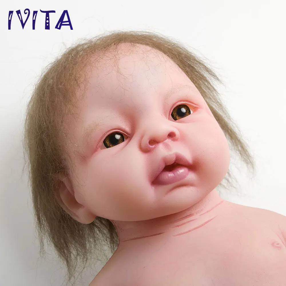 IVITA 19inch/3.2kg Girl Root Hair Painted Eyes Opened High Quality Silicone Reborn Dolls Baby Born Full Body Alive