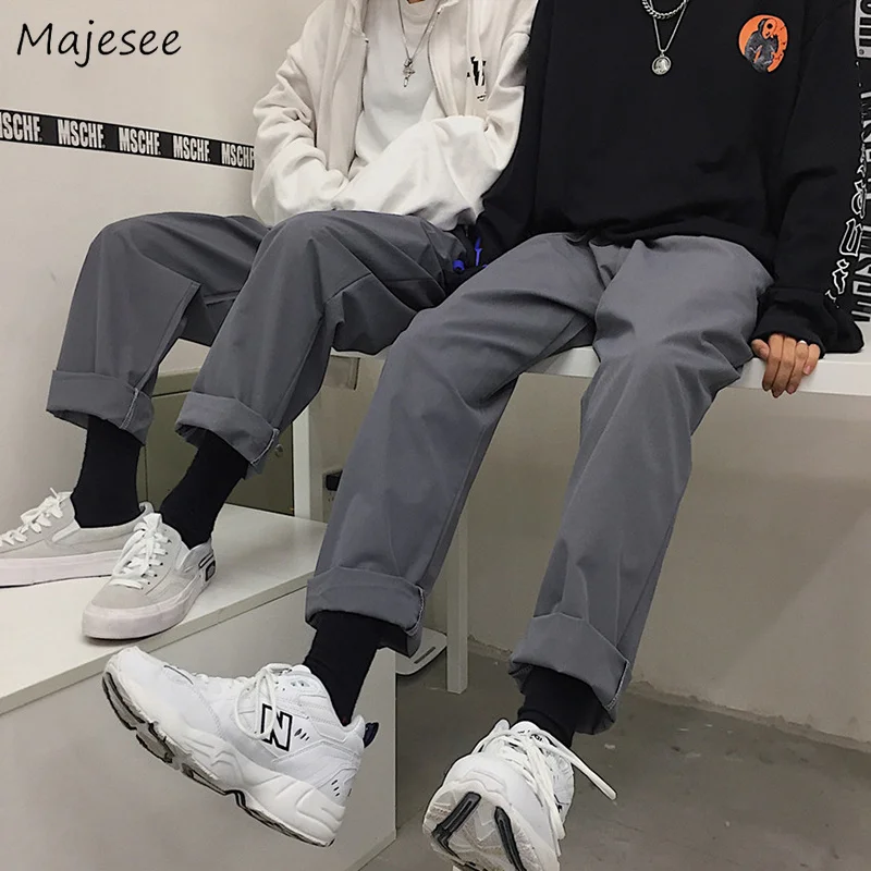 

Pants Men Solid Simple All-match Korean Style Straight Harajuku Soft Pockets Pant Mens High Quality BF Couples Trousers Chic