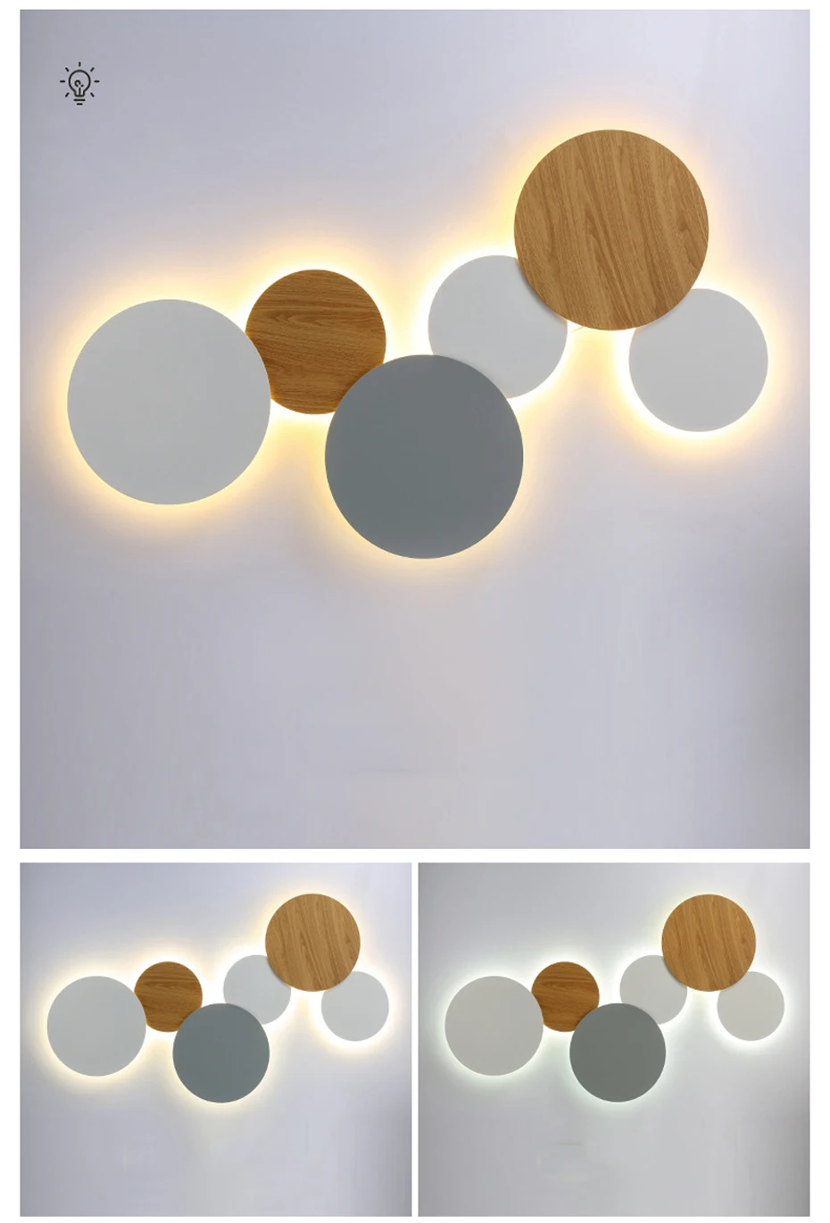 Креативный комбинированный инженерный светодиодный настенный светильник простой круглый солнечный Затмение настенный светильник минималистичный Холодный/теплый белый Домашний Светильник