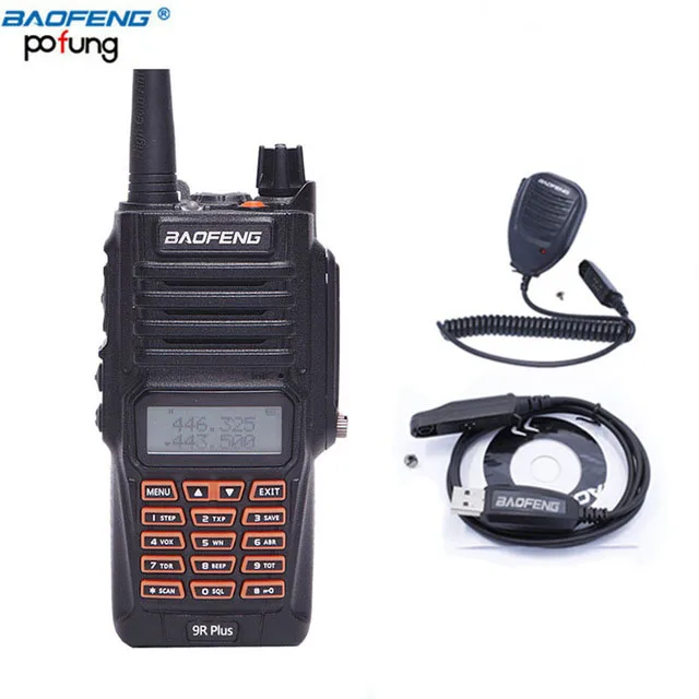 Baofeng UV-9R IP67 Водонепроницаемый иди и болтай Walkie Talkie 8 Вт Dual Band 136-174/400-520 МГц Ham cb радио 10 км дальность UV9R UV-82 UV-5R UV-XR - Цвет: mic and cable