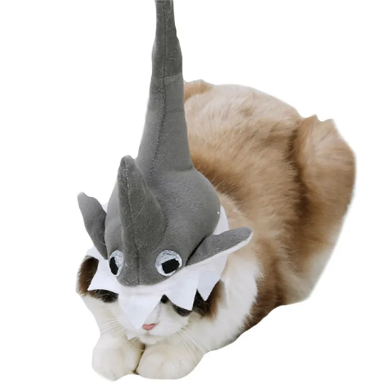 3D Хэллоуин собака, домашняя кошка акула костюм для вечеринки наряды для маленьких средних теплая одежда для собак Зима флисовая шапка для собак для чихуахуа смешная шапка