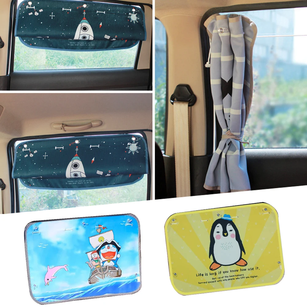 

FLYJ 1pcs Car Windshield Car Sun Shade Curtains Cute Cartoon Car Styling Rear Side Window Sunshade Protect Window Curtains