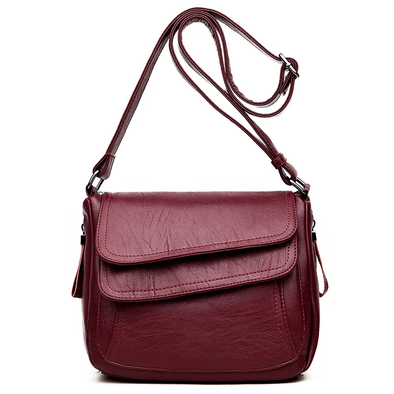Женские кожаные сумки-мессенджеры, женские винтажные сумки через плечо, дизайнерские роскошные сумки для женщин - Цвет: RED