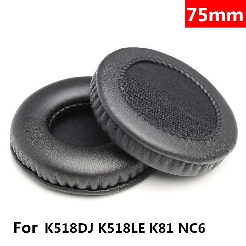 75MM Foam Ear Pads Cushions for AKG K518 K518DJ K518LE K81 for Sony MDR-NC6 Headphones Black High Quality 12.6 (5)