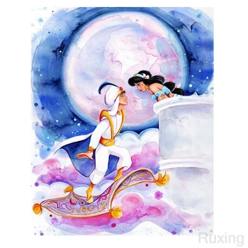 

Full Square/Round Drill 5D DIY Diamond Painting "Cartoon couple jasmine " Diamond Embroidery Cross Stitch 3D Home Decor