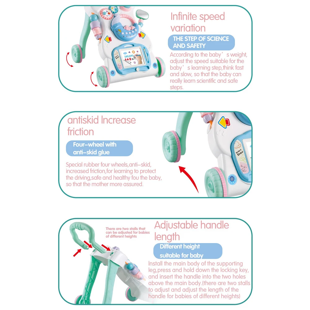 Детские ходунки, многофункциональные ходунки для младенцев, ходунки для малышей, ходунки для обучения, Обучающие ходунки, учатся ходить с большим научным способом, игрушки для детей