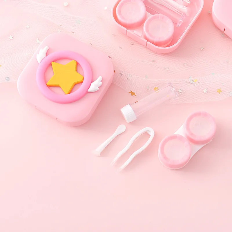 Сейлор Мун Милая Звезда Луна мультфильм контактные линзы чехол с зеркалом коробка для женщин переноска мини пластиковые линзы держатель контейнер подарок