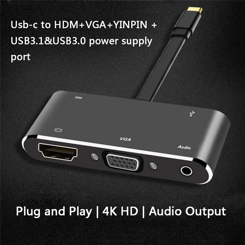 Usb type C к HDMI VGA док-станция 4 в 1 цифровой AV многопортовый USB-C концентратор адаптер зарядное устройство для samsung S10 9 8 Note 8 9