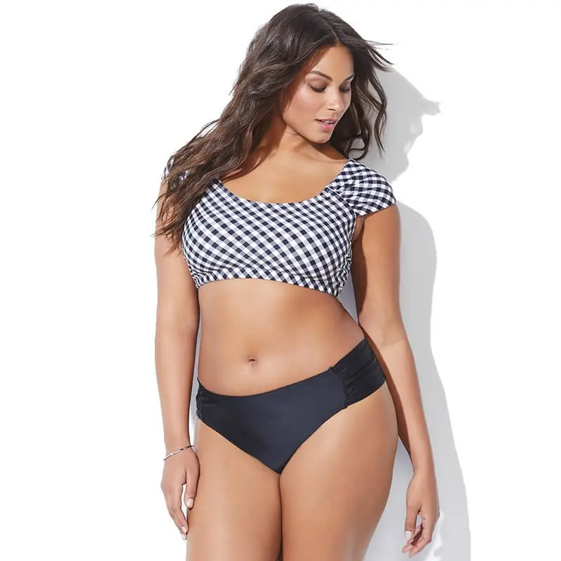 Fat Women Swimsuit Plus Size 3XL Bikini Womens Plaid Beach Wear
