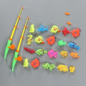 

22pcs/lot fishing toy set suit magnetic play hot gift simulation Kids Outdoor rod 2 and fish 20 pieces baby children water toy