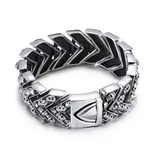 25 мм Широкие тяжелые мужские браслеты для байкеров панк череп мужской браслет ювелирные изделия из нержавеющей стали браслет со скелетом& Браслеты