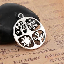 DoreenBeads цинковый сплав на основе Boho изысканный кулон Подвески Рождественская Снежинка античное Серебрянное дерево полые 28 мм x 25 мм("), 4 шт