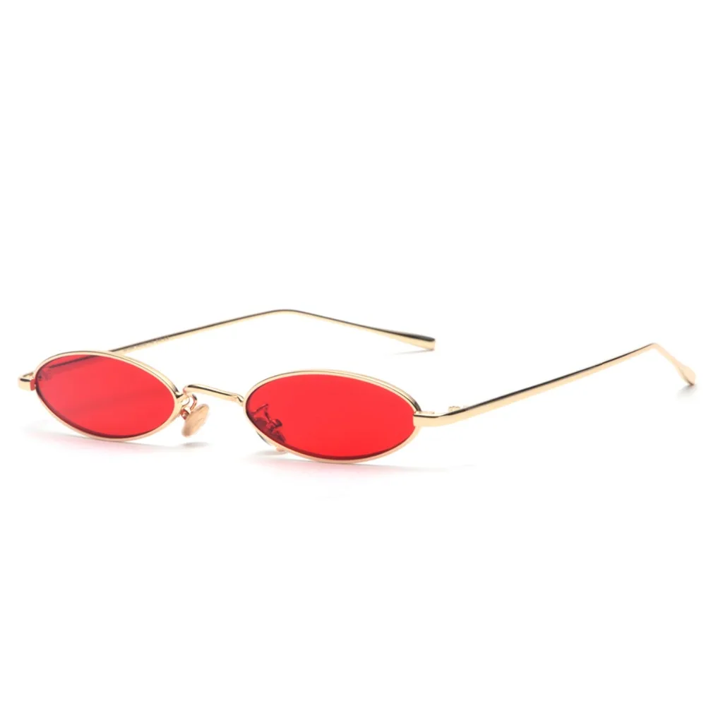 Маленькие овальные солнцезащитные очки с защитой от ультрафиолета, Ретро металлическая оправа, Желтые красные винтажные круглые солнцезащитные очки, походные очки