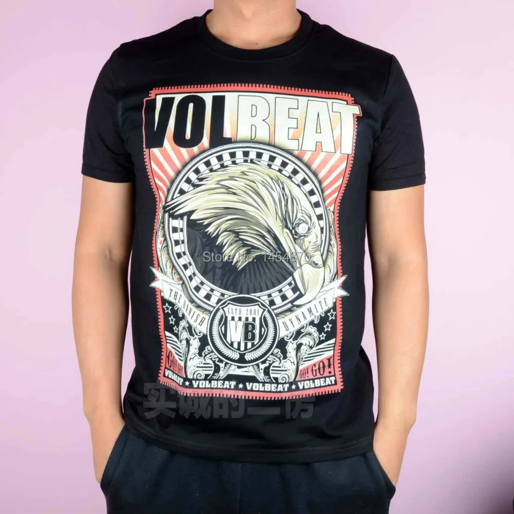 

Amekaji Illustration Volbeat Punk Rock Brand Black skateboard Eagle Shirt fitness Hardrock heavy Metal Cotton camiseta ropa