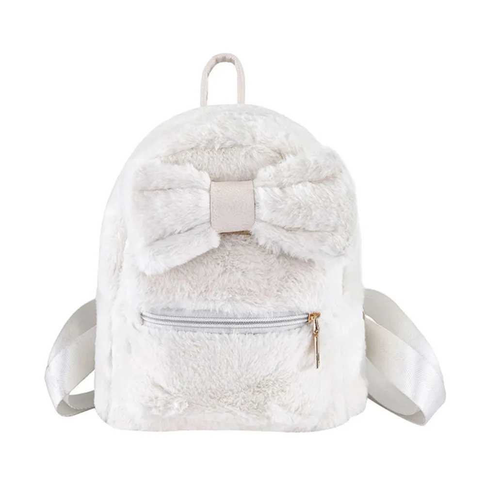 Buy Luxury Winter Faux Fur Backpack Bowknot Women Girl