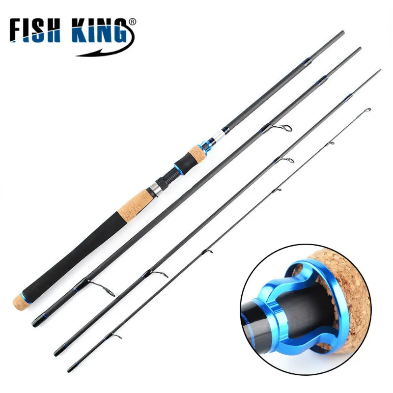 FISH KING 4 Section Carbon Ultralight Fishing Spinning Rod Line 10 20LB