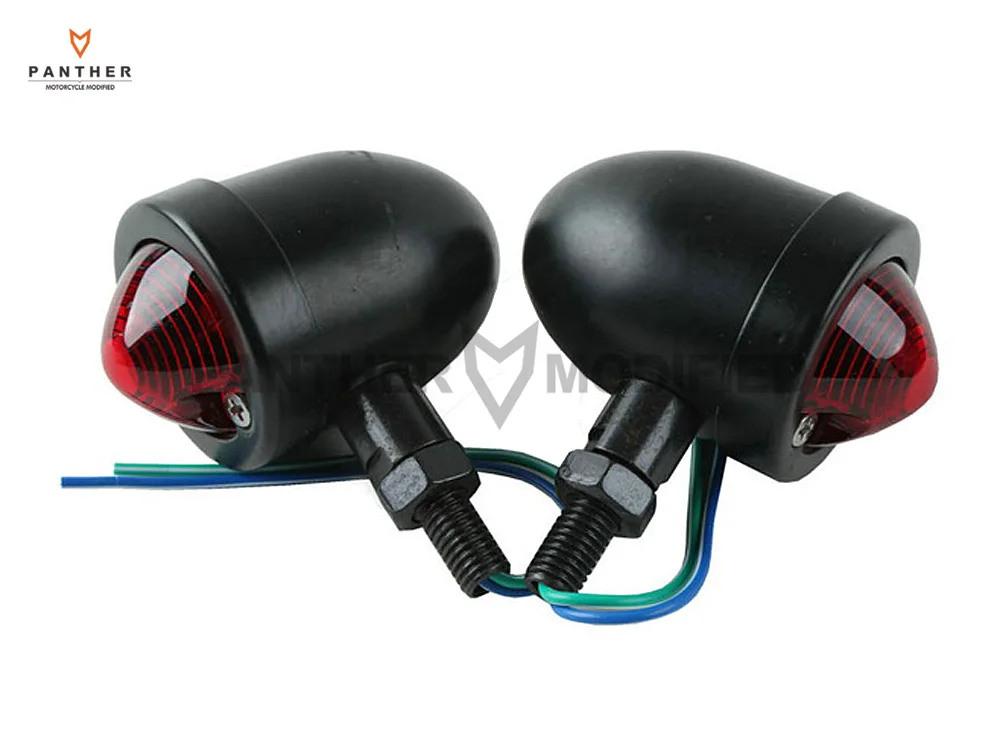 

Universal Red Lense Black Motorcycle Turn signal Light case for Harley cruiser chopper custom bobber