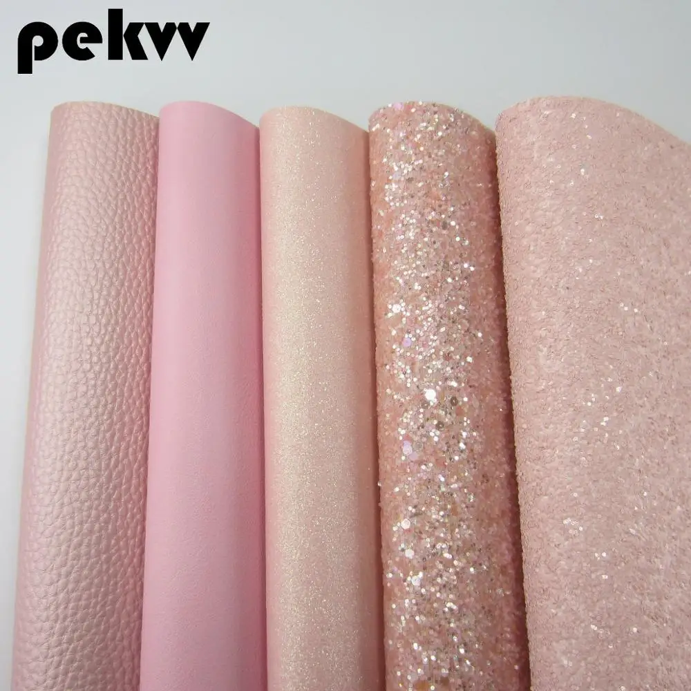 

Pink Glitter Fabric and Lichee Textured Faux Synthetic Leather For DIY shoes A4 Sheet 8"x11.8" 1piece HD004