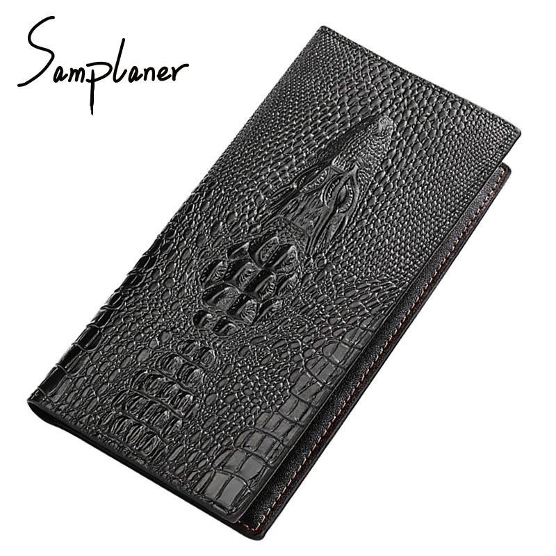 

Fashion Crocodile Wallet Men 2018 Leather Long Purse Male Wallets Men's Clutch Bags Coin Purse Cards Holder Clutches portemonnee