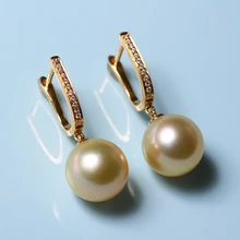 Eternal wedding Women Gift word 925 Sterling silver real The color of natural seawater pearl gift Kim Seiko Earrings Ear H