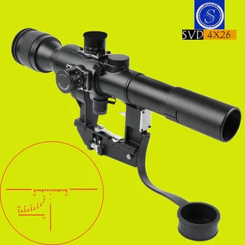 

New Optical Sight SHOOTER Tactical Hunting SVD Dragunov Optics 4x26 Red Illuminated Rifle Scope Airsoft Red Dot Sight Sniper