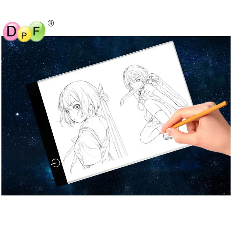 Durable Ultrathin A4 LED Light Stencil Touch Board Dimmable Apply to EU/UK/US Diamond embroidery painting tools art use copy | Дом и сад