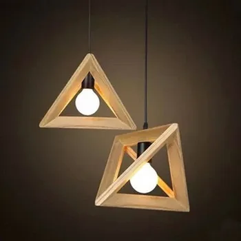 

modern oak wood retro chandelier cafe bar wooden shuttle triangle