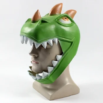 

Game Green Dinosaur Battle Royale Rex Cosplay Latex Mask Full Face Masks Halloween Party Dress up Costumes Props