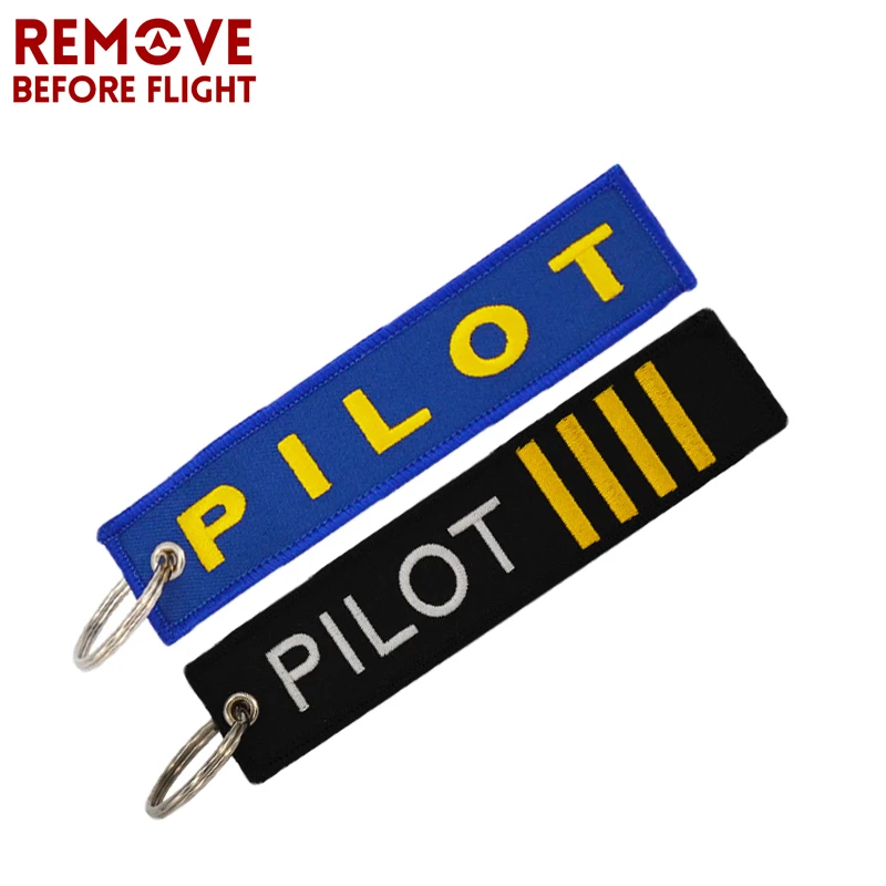 

2pcs/set Pilot Key Ring OEM Embroidery Luggage Safety Tag Key Fob Remove Before Flight Key Chain Fashion Aviation Gifts