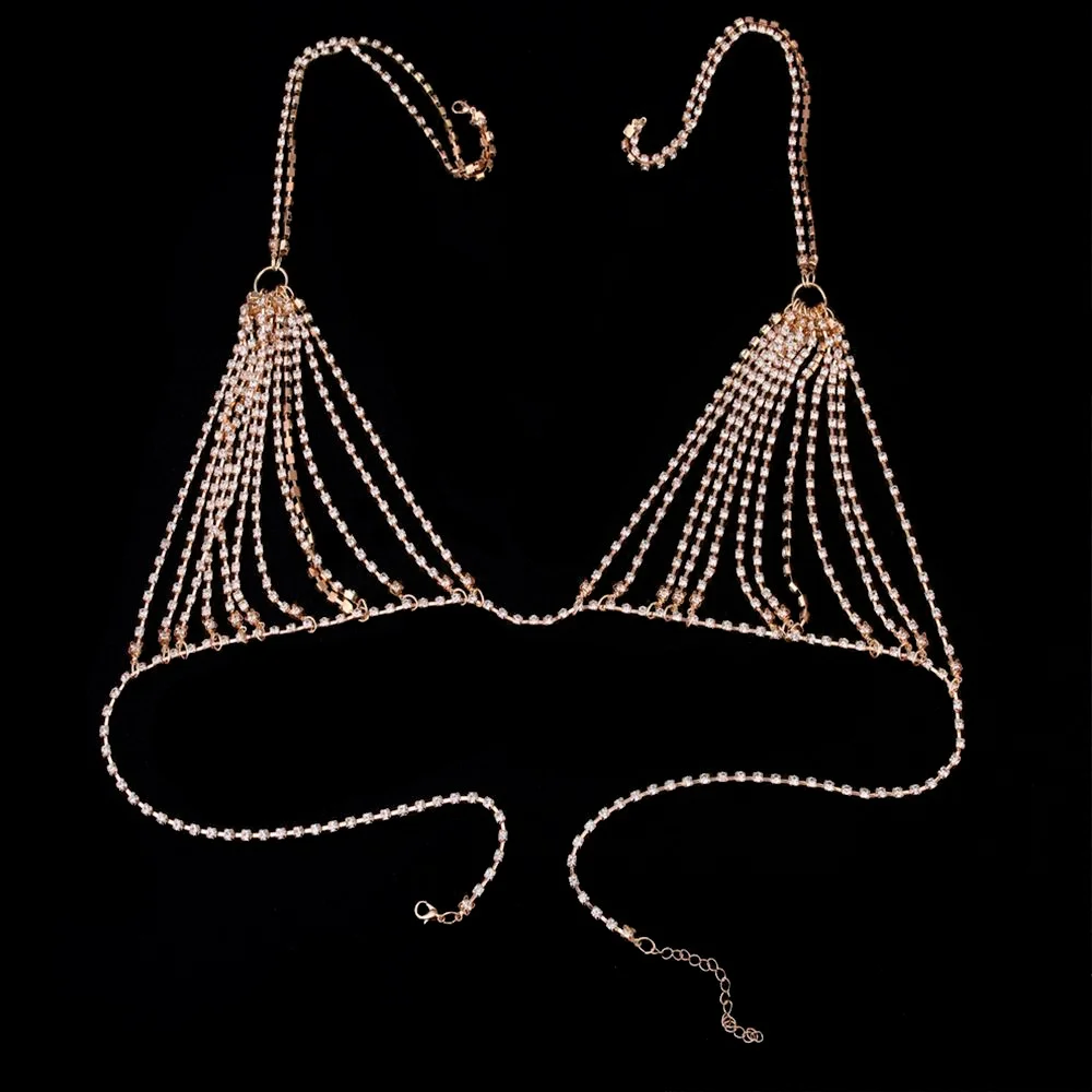 

Women Sexy Rhinestone Bra Body Fashion Chain Jewelry Shiny Rhinestone Crystal Bra Body Charming Club Jewelry Lingerie Body Chain