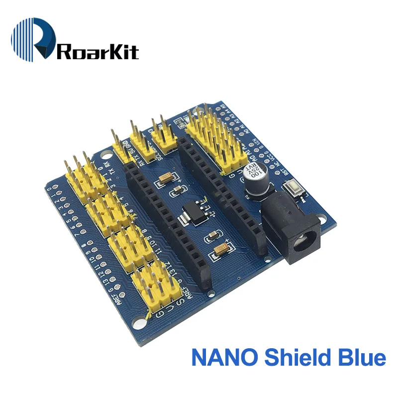 Мини-usb с контроллером загрузчика Nano 3,0 совместимый для Arduino CH340 USB драйвер 16 МГц NANO V3.0 Atmega328 UNO IO Shield - Цвет: NANO Shield Blue