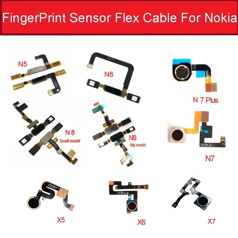 Home Button Fingerprint Sensor Flex Cable For Nokia 5 6 7 8 X5 X6 Menu Return Touch Sensor Flex Ribbon Repair Parts Replacement