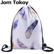 Jom Tokoy 3D печать перьев женский рюкзак на шнурке полный печати девочек Сумка на шнурке