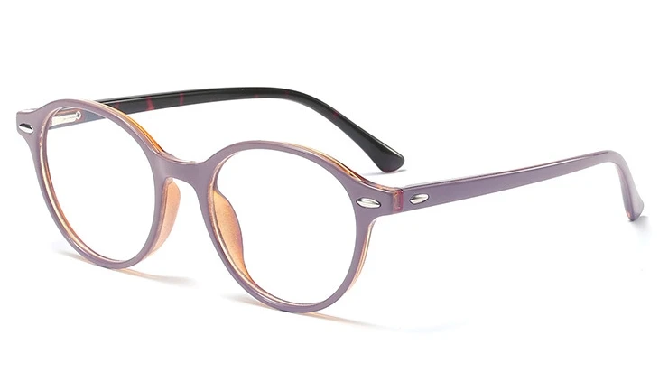Круглые очки с заклепками кошачий глаз, оправа для мужчин и женщин, ретро оптические модные компьютерные очки 45757 - Цвет оправы: C3 purple pink clear