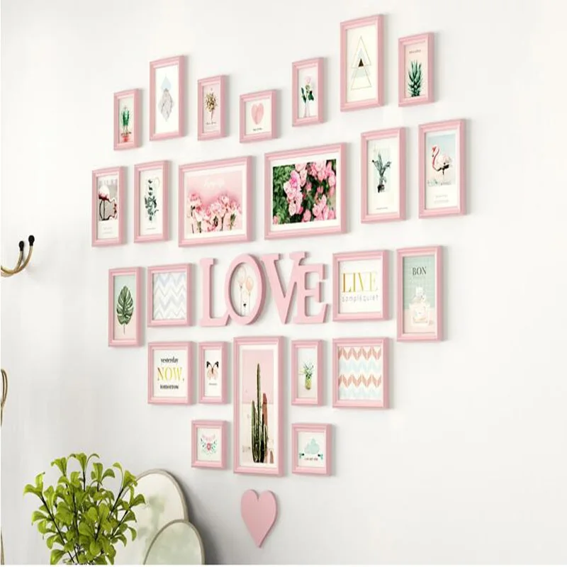 Modern Style Creative Heart Shape Photo Frames For Living Room Hanging Wall  Picture Frame 6 Colors Romantic Decoration 25pcs/set - Frame - AliExpress