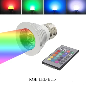 

Led Lamp Bulb RGB with Remote Control 3W E14 E27 GU10 Lamp Holder Led Spotlight Lights for Home Outdoor Decorations White 220V
